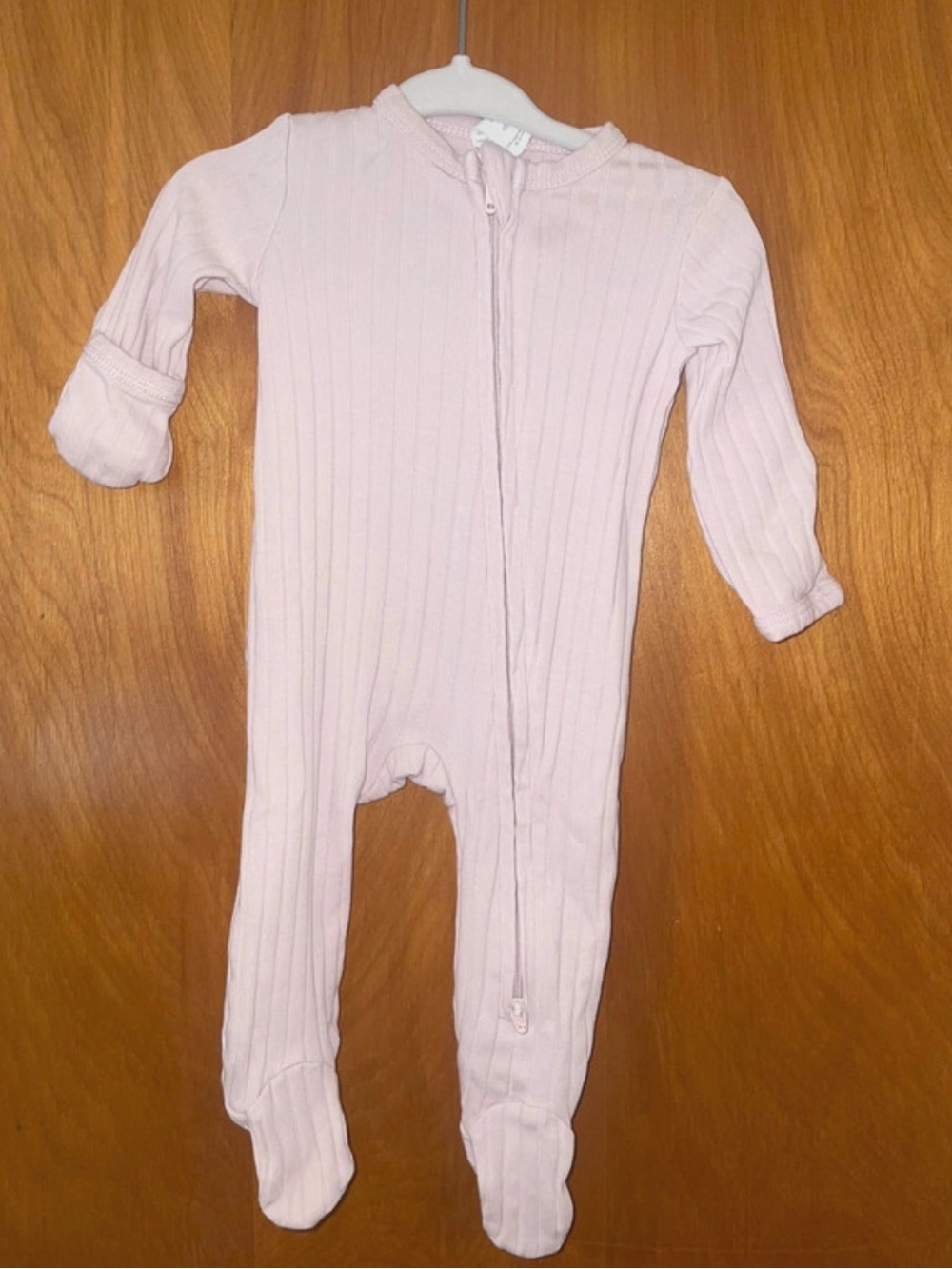 kate quinn Pale Pink Ribbed Footed One-Piece